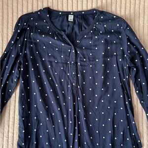 Old Navy Navy Blue Polka Dot Blouse